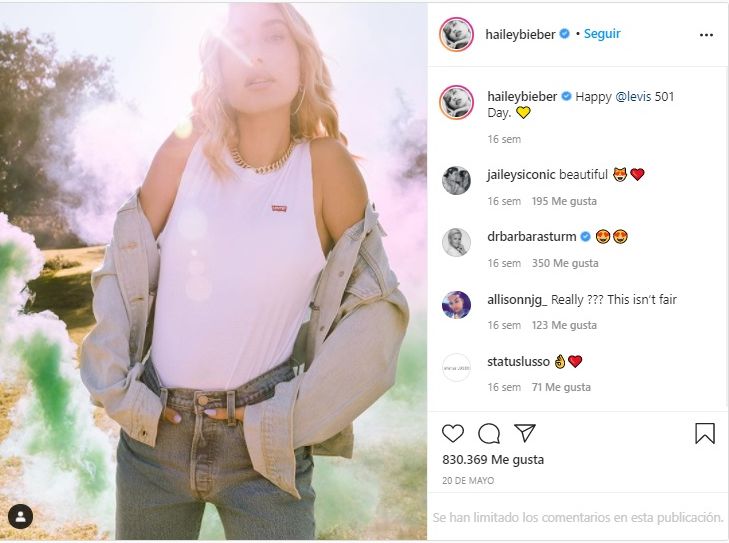 camiseta levis hailey bieber